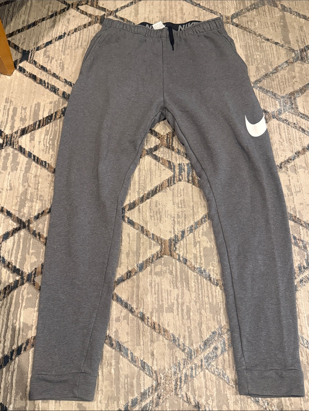 Nike Gray Jogger Sweatpants with White Swoosh - Kids